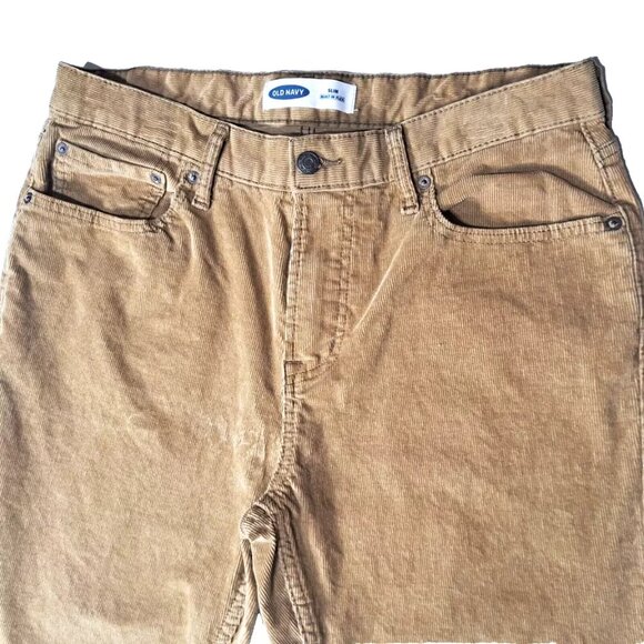 Old Navy Mens Jeans Beige Size 34x30 Slim Built In Flex Corduroy five pockets. - Picture 2 of 8